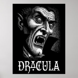 Dracula Porträtt Black and White Poster