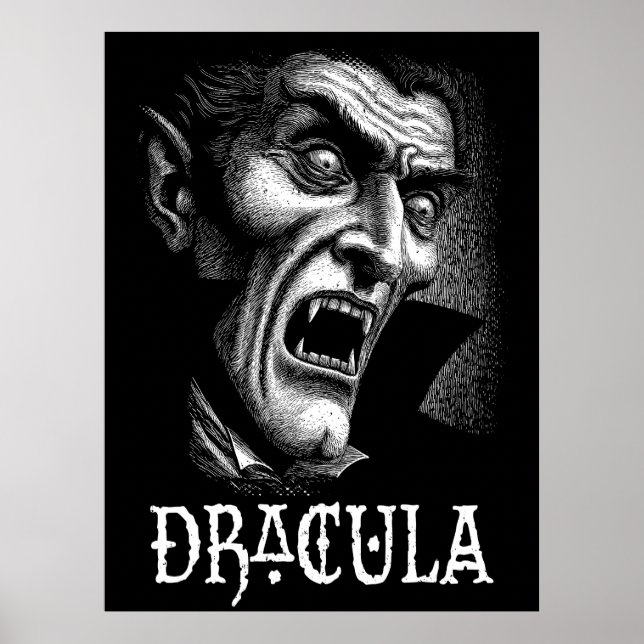 Dracula Porträtt Black and White Poster (Framsidan)