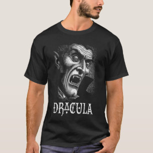 Dracula Porträtt Black and White T Shirt