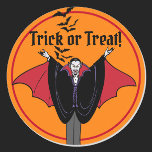 Dracula Red Cape Fladdermus Halloween Runt Klistermärke
