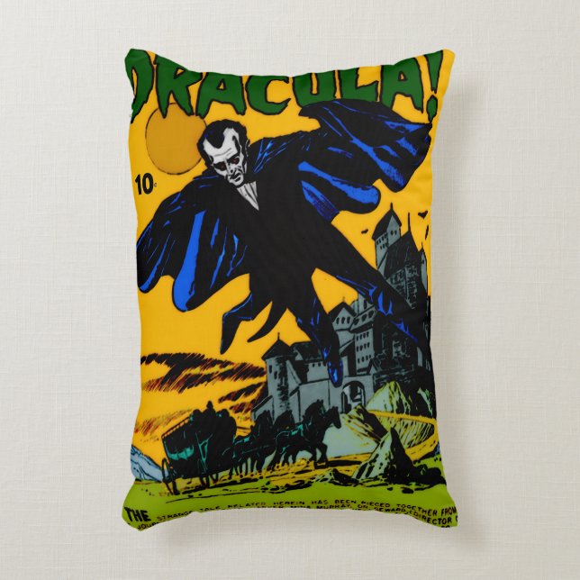 DRACULA! Skräck Serietryck Kudde (Framsidan(Vertikal))