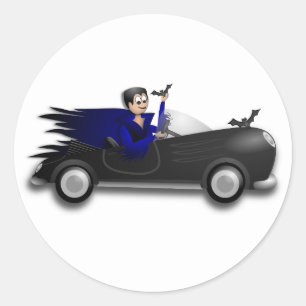 Dracula som kör en konvertibel runt klistermärke