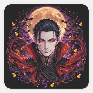 Dracula Vampire Greve Gothic Horror Design Fyrkantigt Klistermärke
