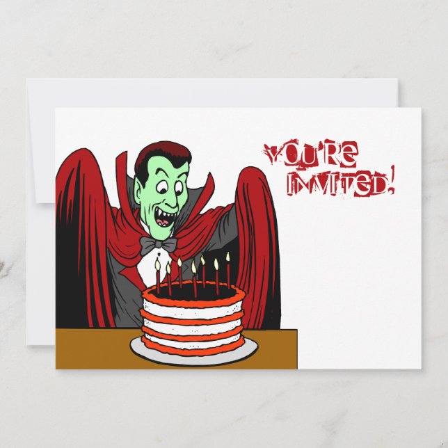Dracula Vampire Halloween Birthday Inbjudningar (Framsida)