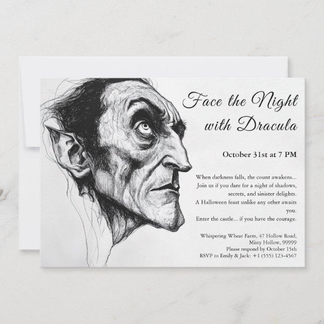 Dracula Vampire Halloween-fest Invitation  Inbjudningar (Framsida)