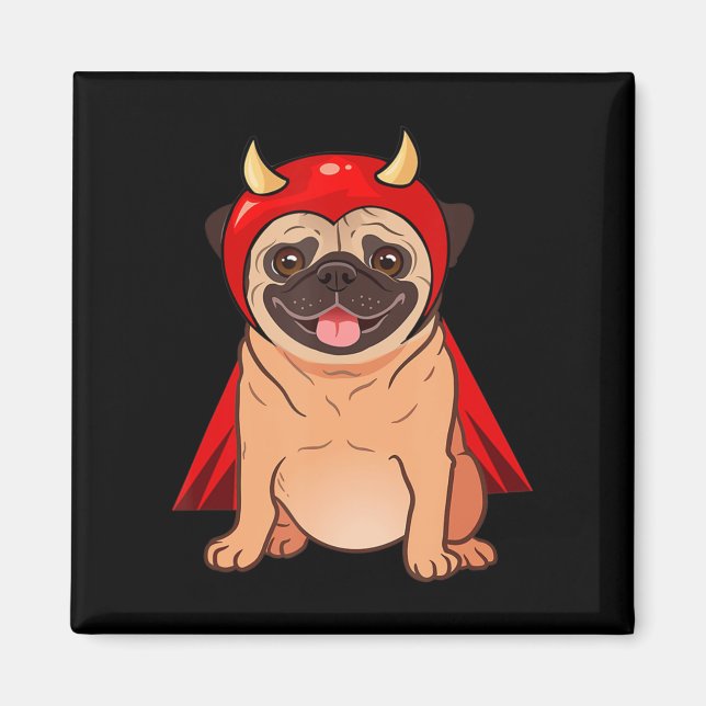 Dracula Vampire Pug Cute Hund Halloween Costume Pu Magnet (Framsidan)