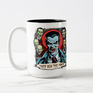 Dracula Vampire Retro Horror Tecknad Graphic Två-Tonad Mugg