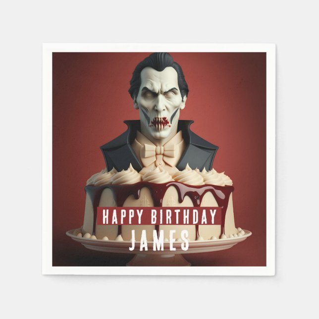 Dracula Vampire themed Cream Cake - Birthday Pappersservett (Framsidan)