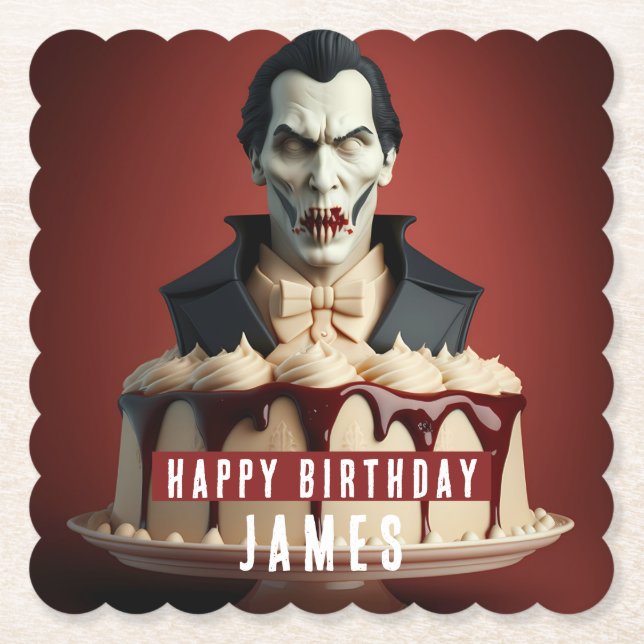 Dracula Vampire themed Cream Cake - Birthday Underlägg Papper (Framsida)