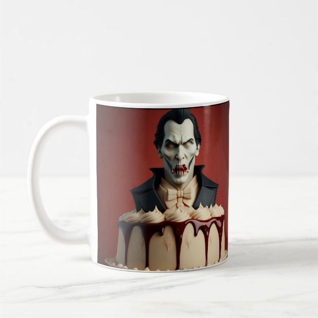 Dracula Vampire Thmet Cake Kaffemugg (Vänster)