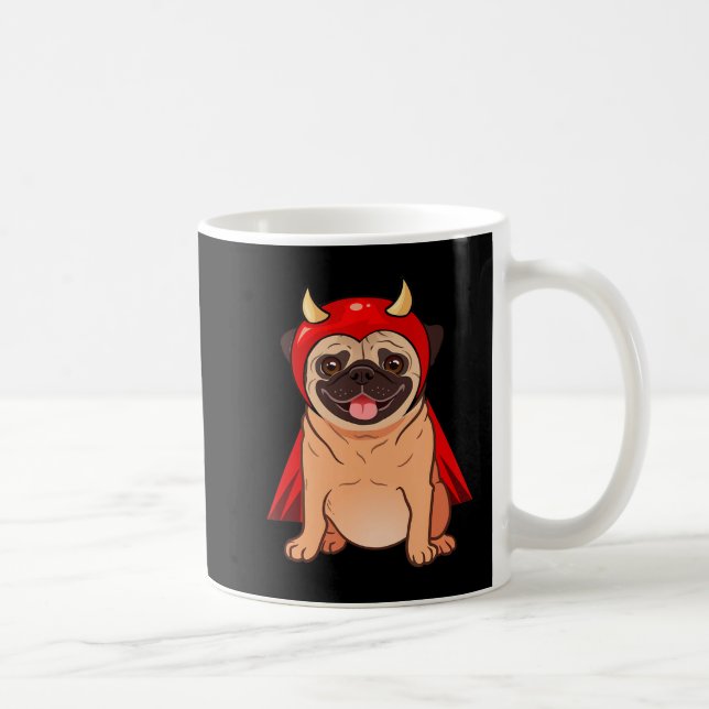 Dracula Vampyr Pug Söt Hund Halloween Kostym Pug Kaffemugg (Höger)