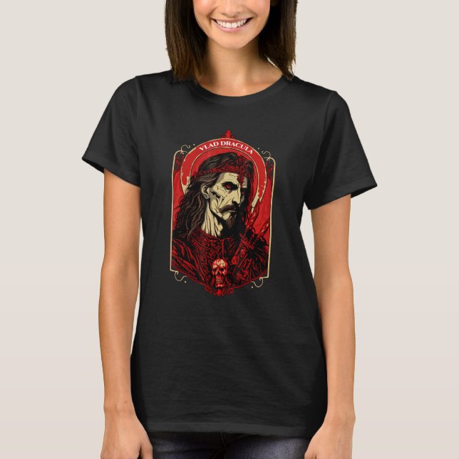 Dracula Vlad the Impaler Tepes Classic Horror Vamp T Shirt (Framsida)