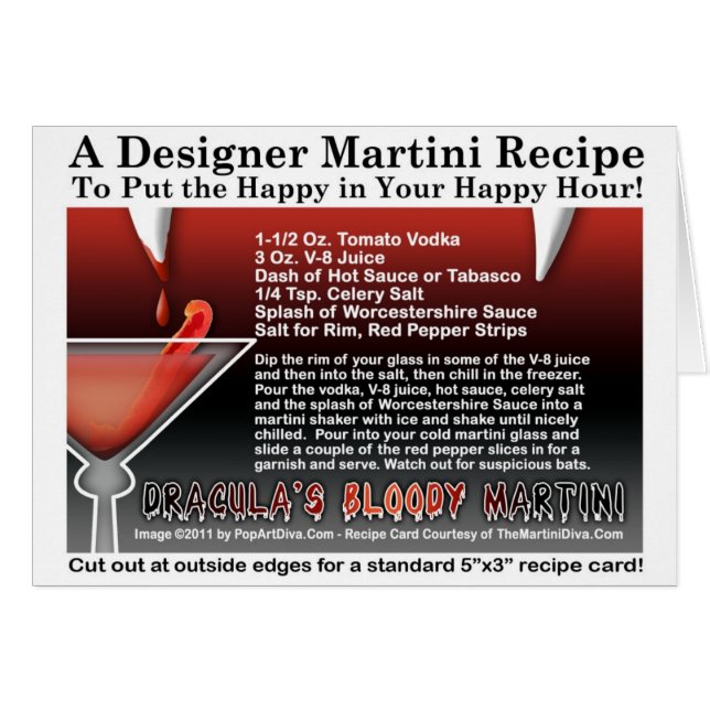 Dracula's Bloody Halloween Martini Recept Card Hälsningskort (Framsidan Horizontal)
