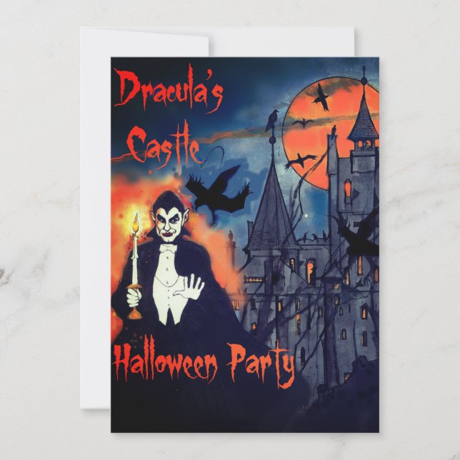 Draculas inbjudan till Castle Halloween fest (Framsida)