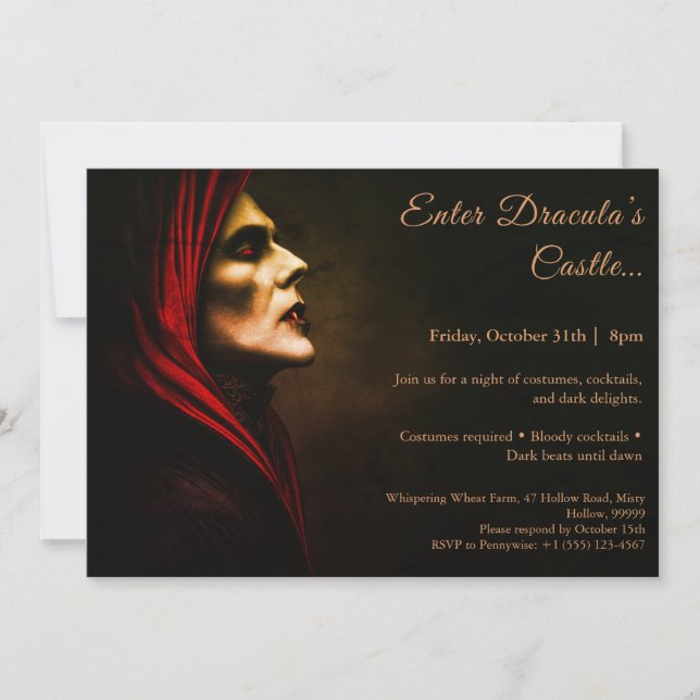 Dracula's Night | Halloween Costume Party Inbjudningar (Framsida)