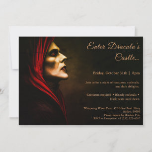 Dracula's Night Halloween Costume Party Inbjudningar