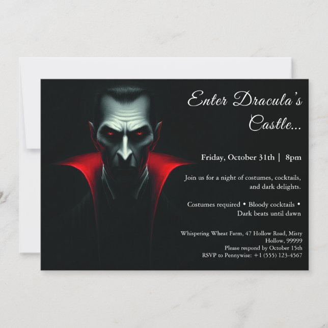 Dracula's Night | Halloween Costume Party Inbjudningar (Framsida)