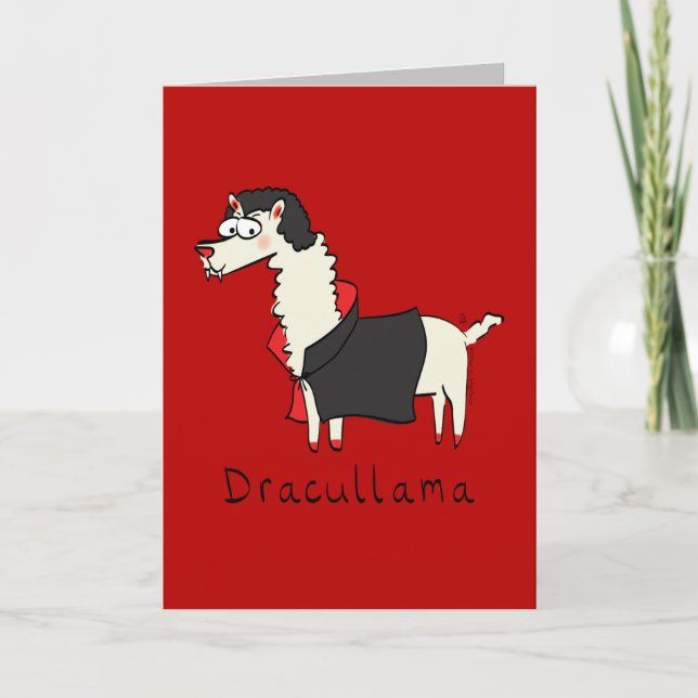 Dracullama - Roligt Halloween-llama-kort Kort (Framsida)