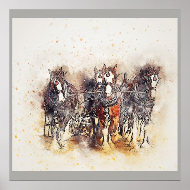 Draft Horses, Clydesdales Artwork Photo Poster (Framsidan)