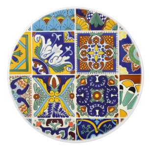 Drag av fack Talavera Tile Image Ceramic Knopper D Knopp