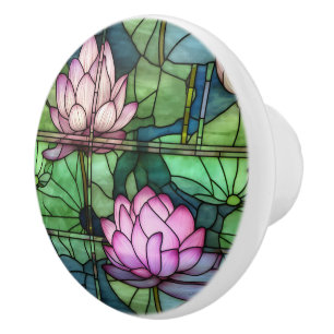 Drag av fastfärgat glas Lotus Ceramic Drating Knopp