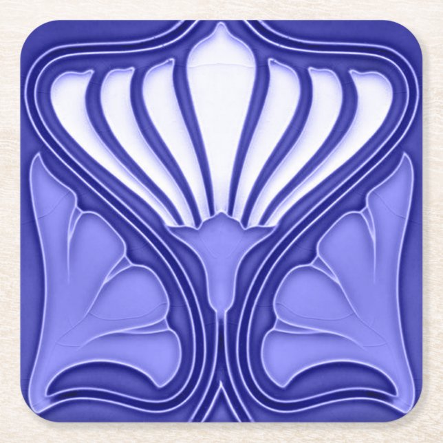 Drag av kartong underlägg papprare art nouveau papper kvadrat (Framsidan)