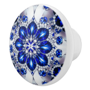 Drag av keramiskt knapp med Blue White Färg Knopp