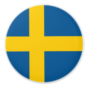 Drag av keramiskt knapp med flagga av Sverige Knopp