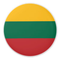 Drag av keramiskt knapp med Litauens flagga