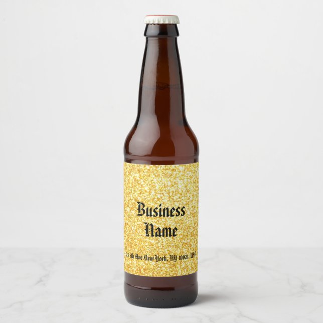 Drag av skriptmallen Guld Glitter Calligraphy Ölflaska Etikett (Framsida)
