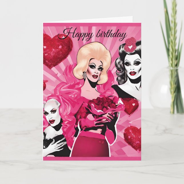 Drag drottning Birthday Card Kort (Framsida)