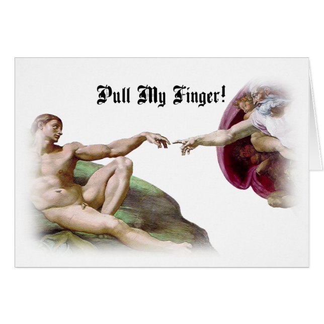 Drag Finger - Michelangelo Creation Fart Humor Hälsningskort (Framsidan Horizontal)