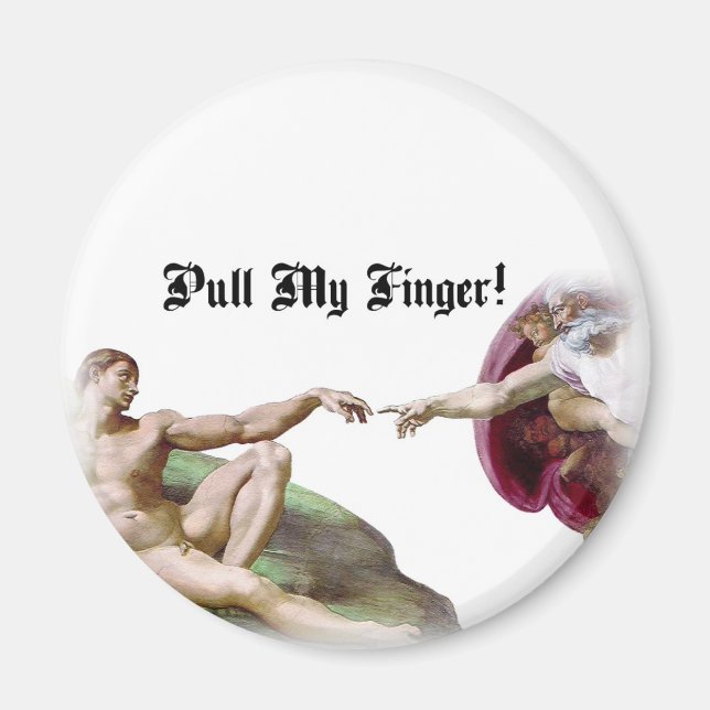 Drag Finger - Michelangelo Creation Fart Humor Magnet (Framsidan)