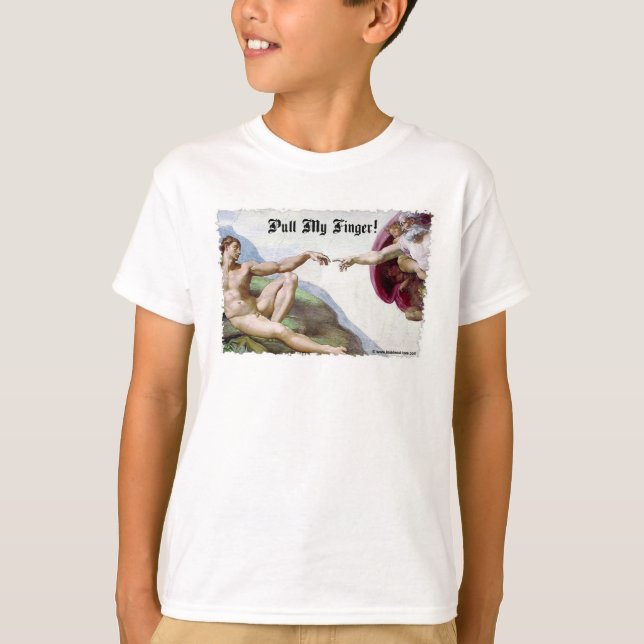 Drag Finger - Michelangelo Creation Fart Humor Tee Shirt (Framsida)