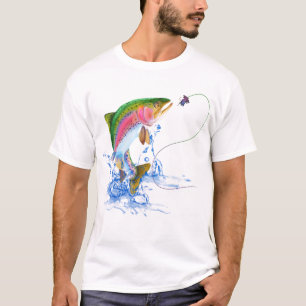 Drag för fiske för banhoppningregnbågeforell t shirt