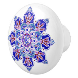 Drag, med blå och lila medallion knopp