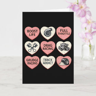 Drag Racing Valentine Candy Hearts Kort