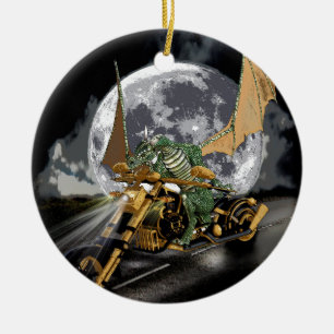 Drag-tävla Dragon och Måne Fantasy Artwork Julgransprydnad Keramik