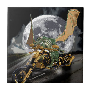 Drag-tävla Dragon och Måne Fantasy Artwork Kakelplatta
