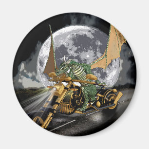 Drag-tävla Dragon och Måne Fantasy Artwork Magnet