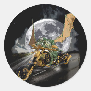 Drag-tävla Dragon och Måne Fantasy Artwork Runt Klistermärke