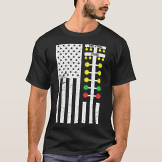 Drag Tävla Flagga American Drag Racer Drag Strip T Shirt