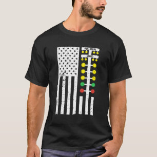 Drag Tävla Flagga American Drag Racer Drag Strip T Shirt