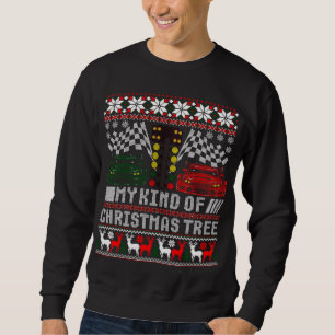 Drag Tävla Julgran Tävling Car Ugly Sweater Lång Ärmad Tröja