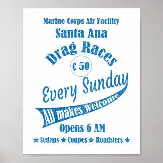 Drag Tävling vid marinkårdsanläggningen Santa Ana Poster