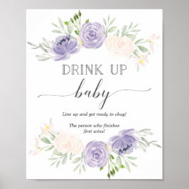 Drag upp Pastel Lila Flaska Baby Shower-spel för  Poster