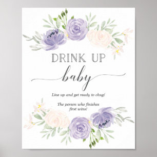 Drag upp Pastel Lila Flaska Baby Shower-spel för Poster