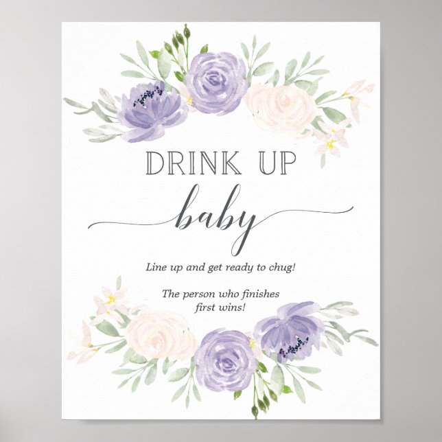 Drag upp Pastel Lila Flaska Baby Shower-spel för  Poster (Framsidan)