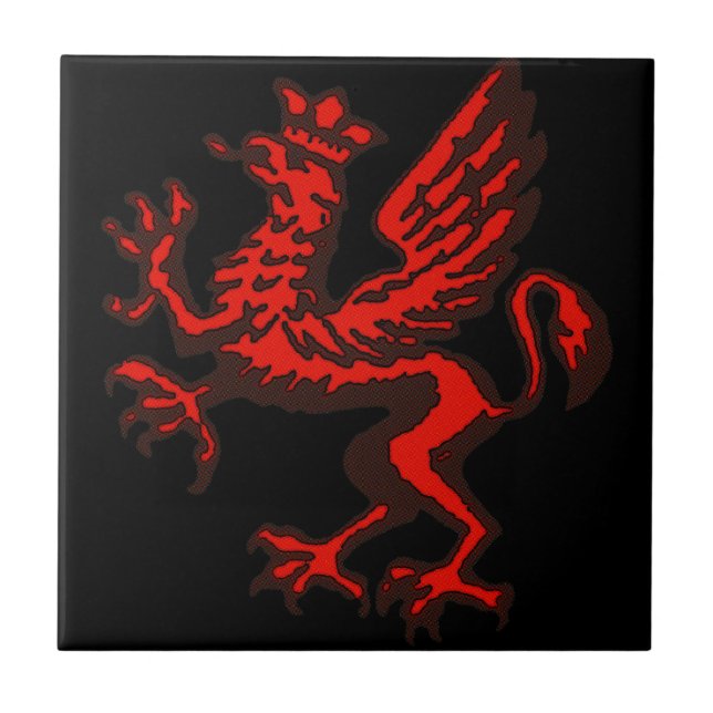 Dragão vermelho kakelplatta (Framsidan)