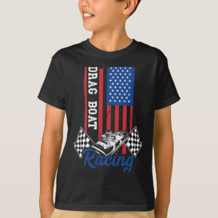Dragbåt racing amerika usa flag båt motor t shirt